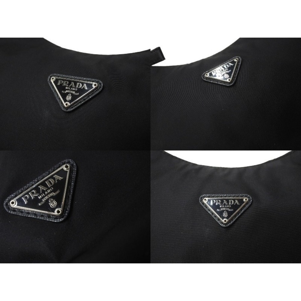 PRADA Hobo Handbag Triangle Logo Black Nylon - Picture 7 of 9